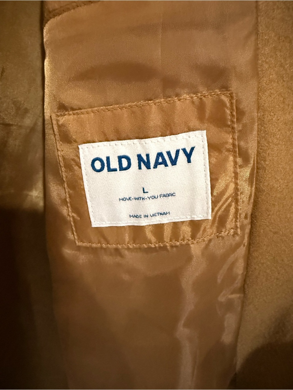 Old Navy Men's Camel Pea Coat - Single-Breasted Overcoat - Picture 3 of 4